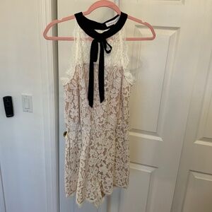 Endless Rose Lace Romper with Black Neck Tie